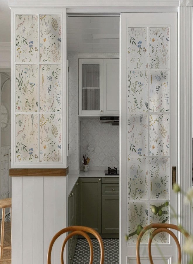 Dimoon 17.3" x 78.7" Window Privacy Film Stained Glass Floral Film for Home Rainbow Effect See Out Decorative Frosted Static Cling Stickers Kitchen Bathroom - Image 3